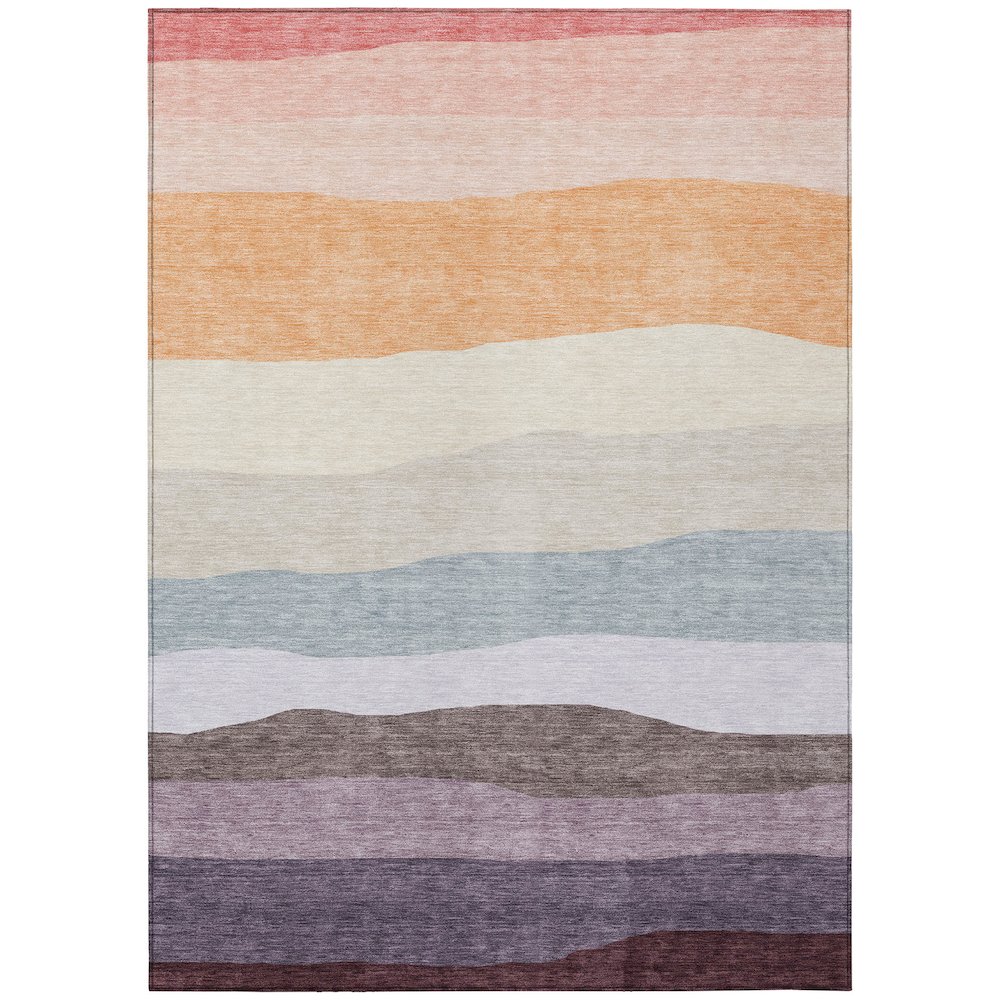Machine Washable Indoor/Outdoor Chantille ACN2023 Orange 8' x 10' Rug. Picture 1