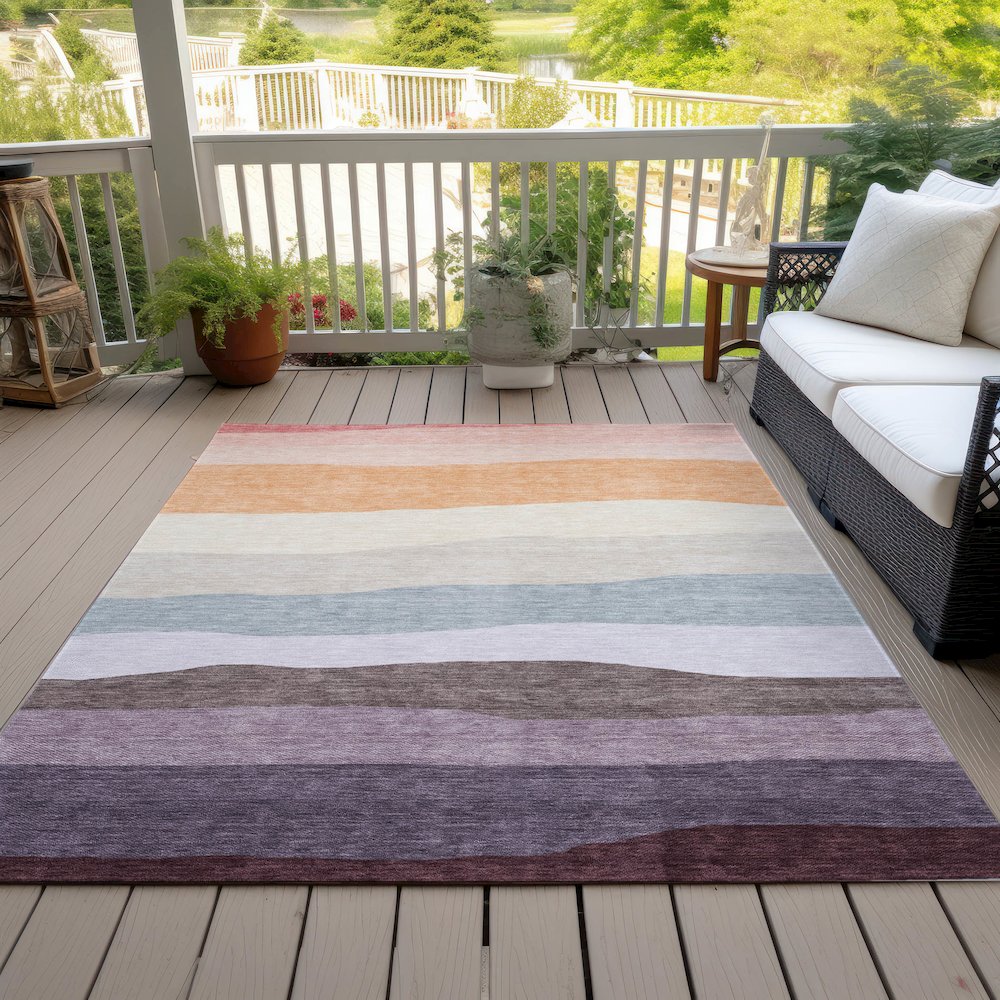 Machine Washable Indoor/Outdoor Chantille ACN2023 Orange 8' x 10' Rug. Picture 8