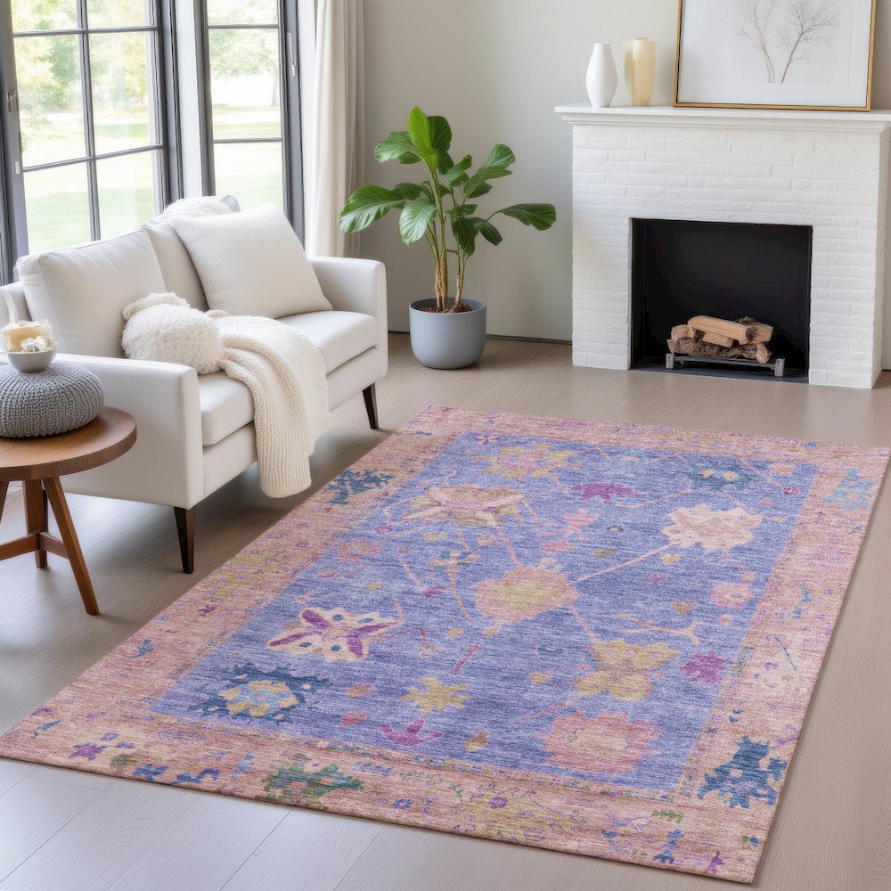 Machine Washable Indoor/Outdoor Chantille ACN2025 Purple 8' x 10' Rug. Picture 5