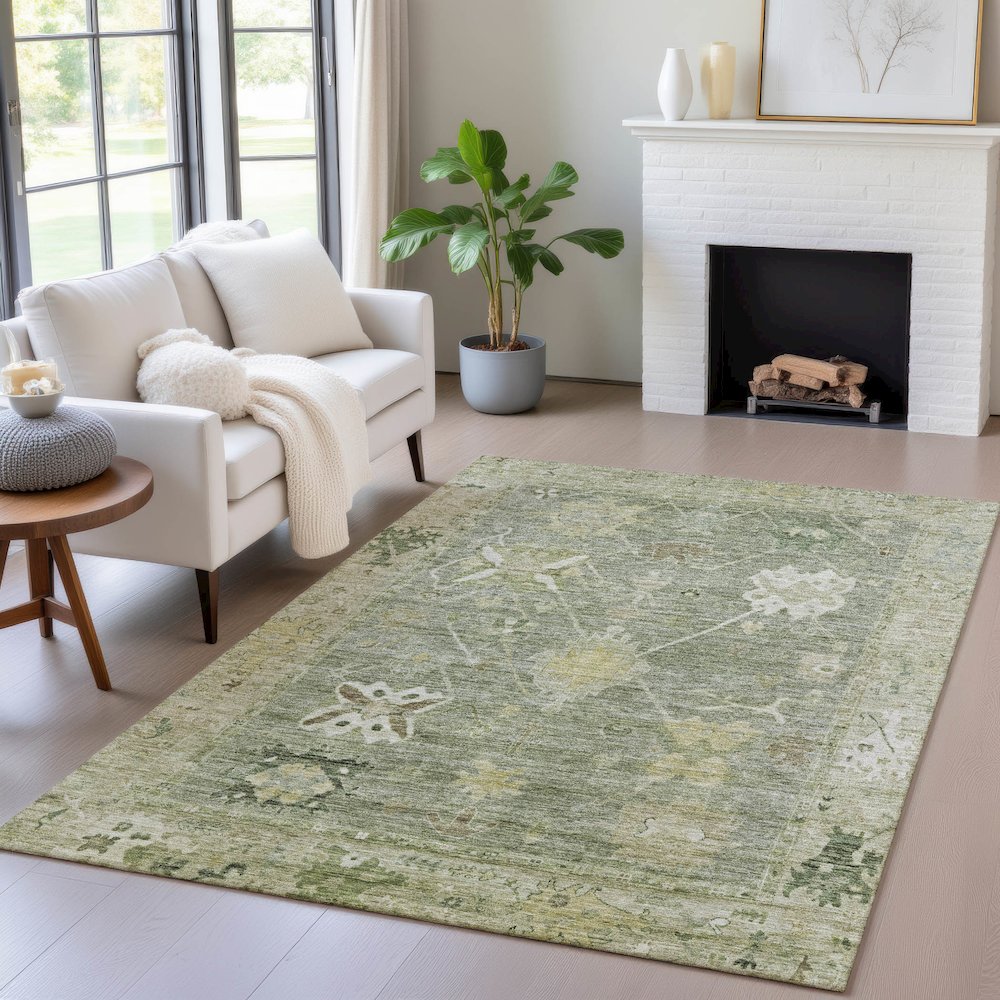 Machine Washable Indoor/Outdoor Chantille ACN2025 Sage 8' x 10' Rug. Picture 5