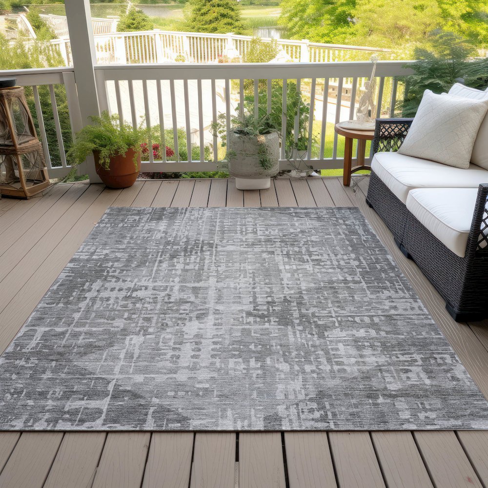Machine Washable Indoor/Outdoor Chantille ACN2026 Gray 8' x 10' Rug. Picture 8