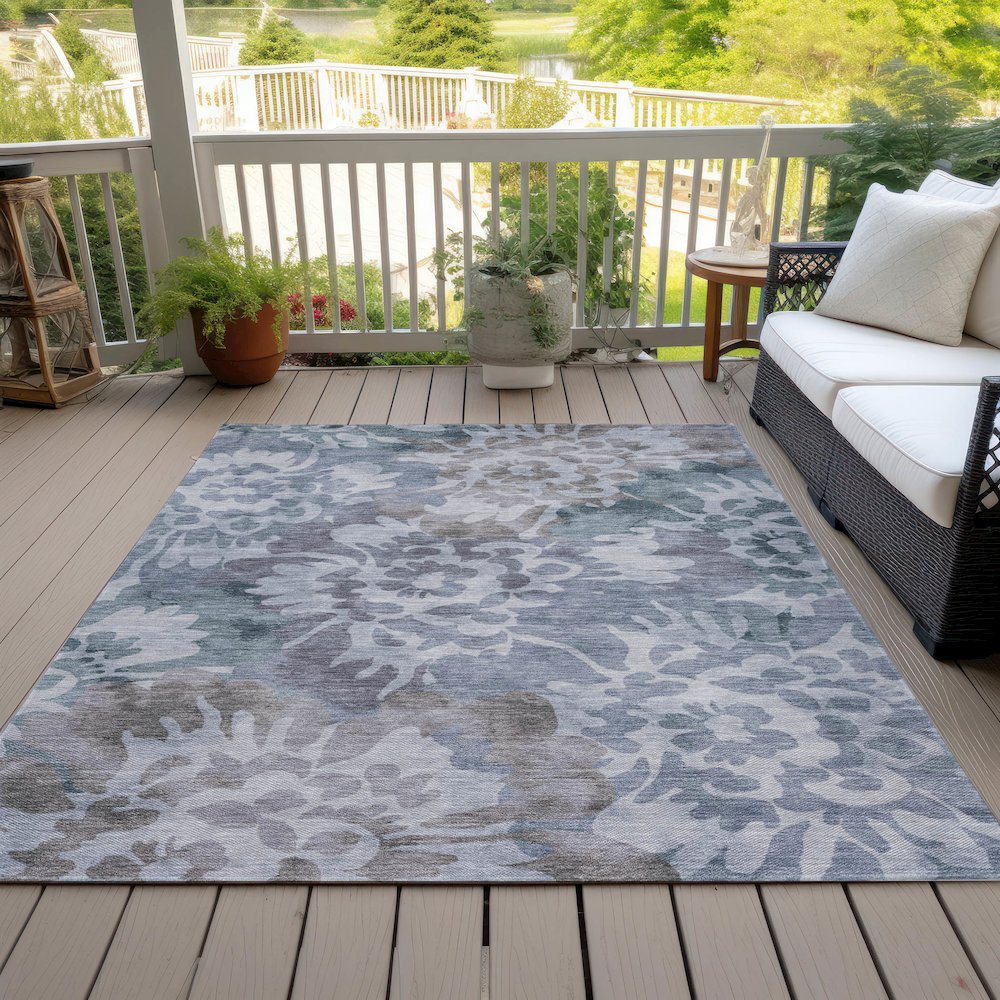Machine Washable Indoor/Outdoor Chantille ACN2028 Blue 8' x 10' Rug. Picture 8