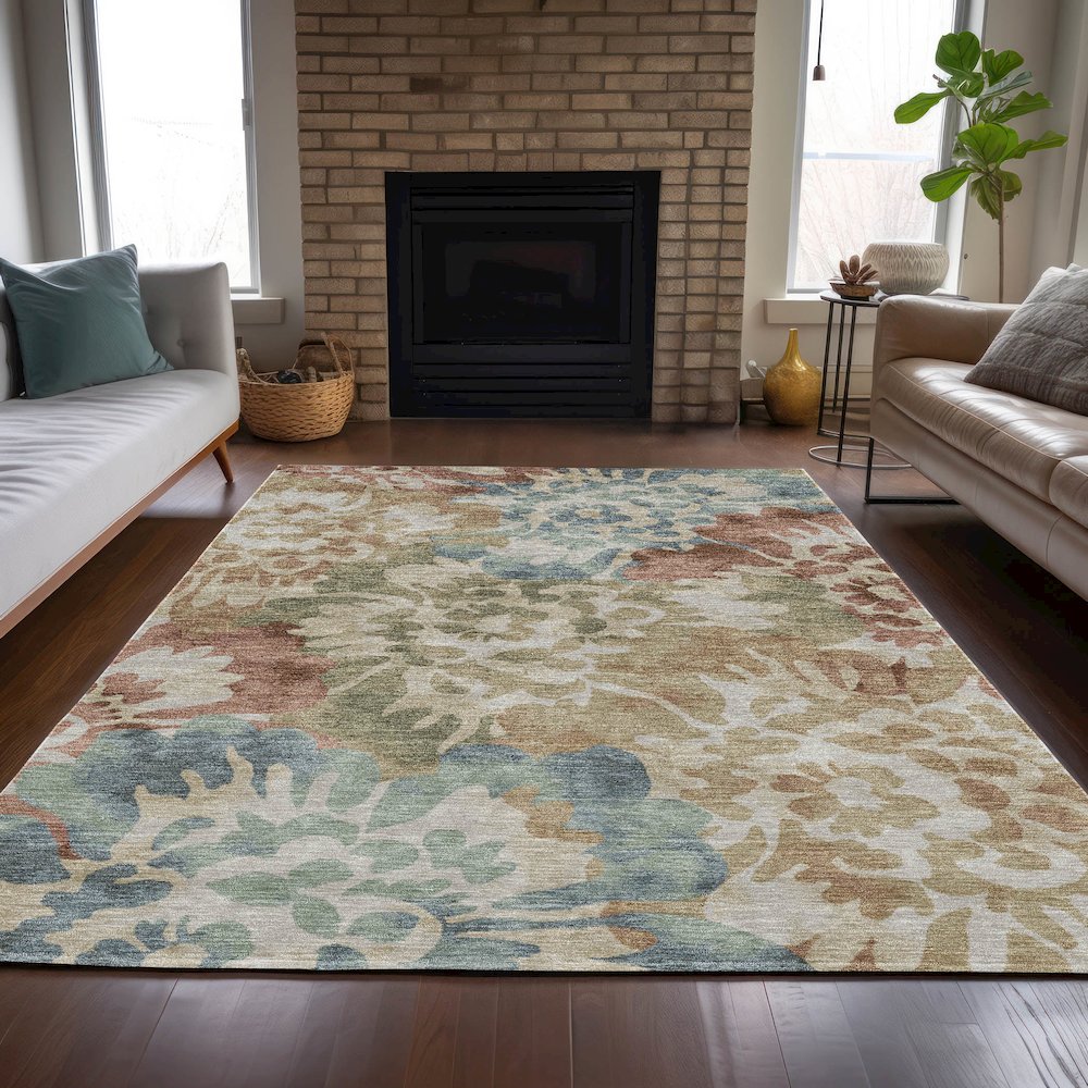 Machine Washable Indoor/Outdoor Chantille ACN2028 Paprika 8' x 10' Rug. Picture 6