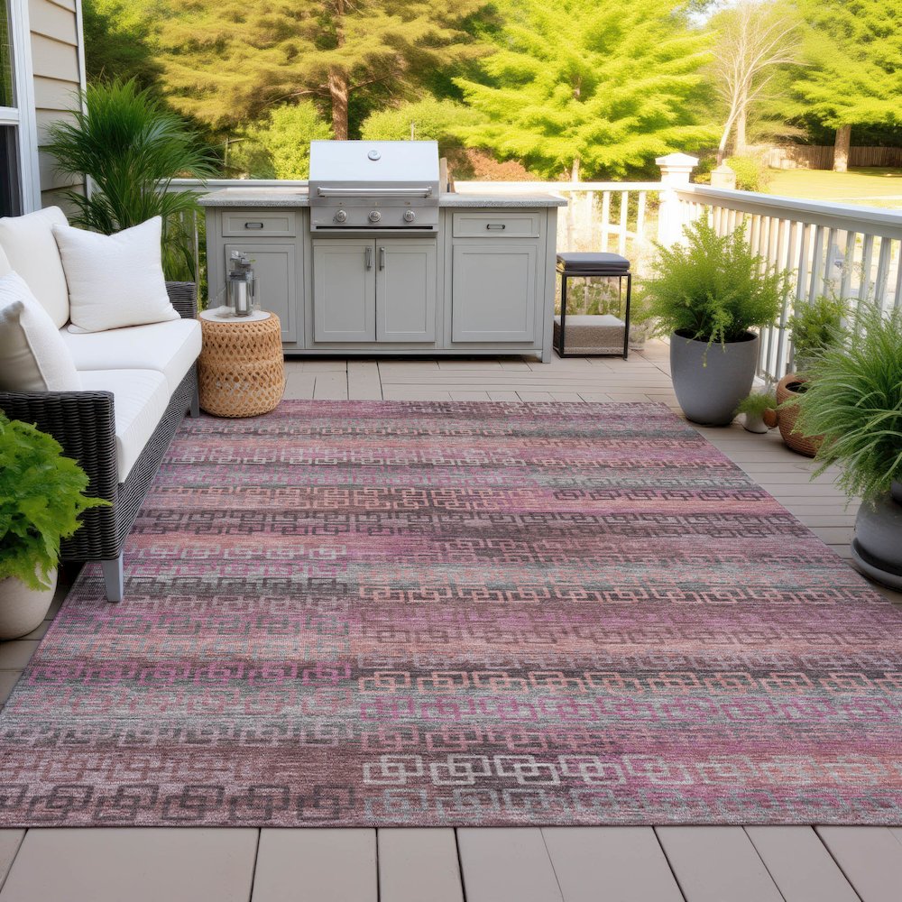 Machine Washable Indoor/Outdoor Chantille ACN2029 Pink 8' x 10' Rug. Picture 7