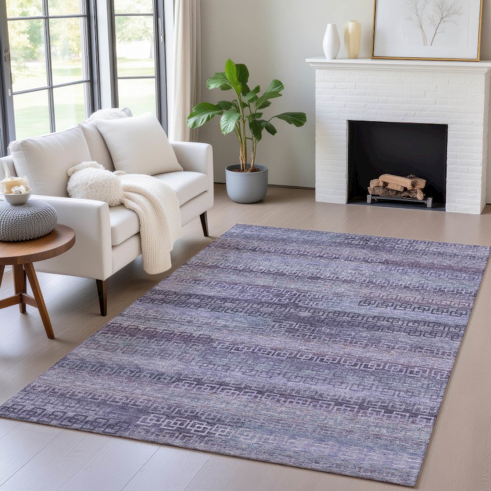 Machine Washable Indoor/Outdoor Chantille ACN2029 Plum 8' x 10' Rug. Picture 5