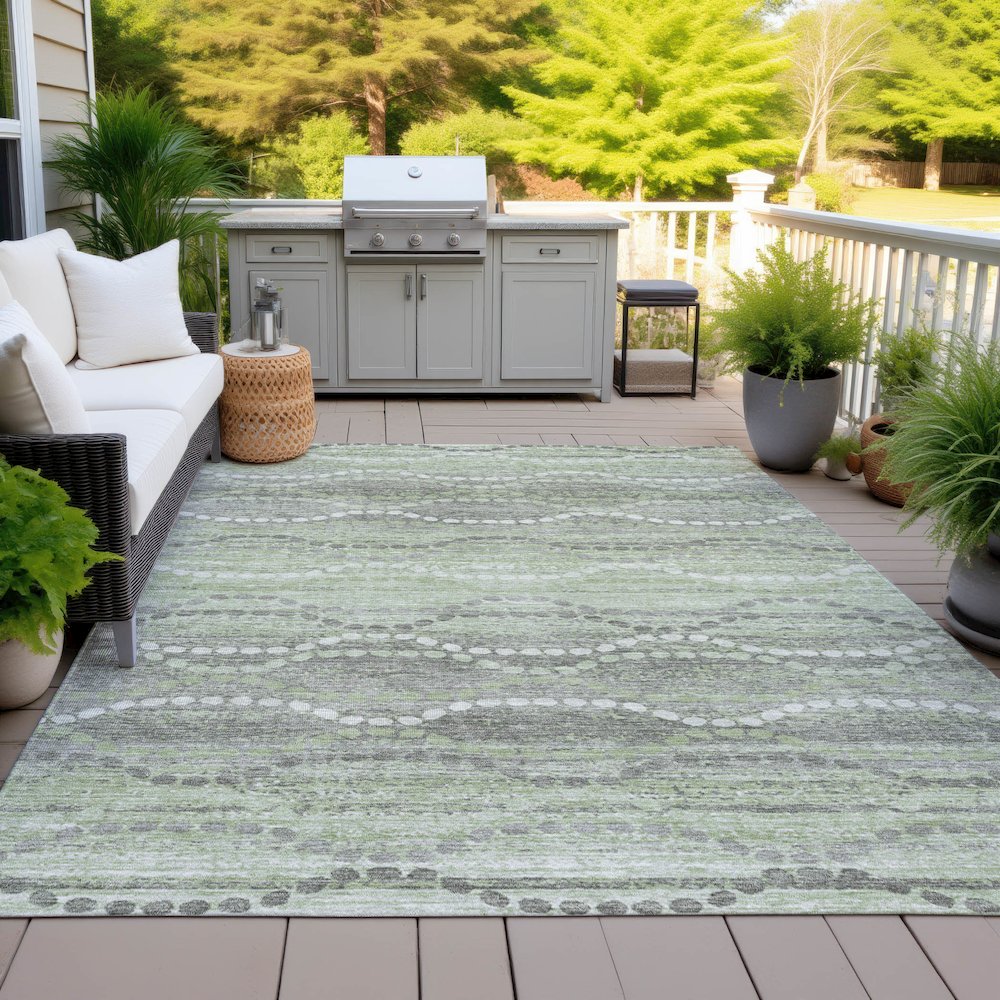 Machine Washable Indoor/Outdoor Chantille ACN2030 Green 8' x 10' Rug. Picture 7