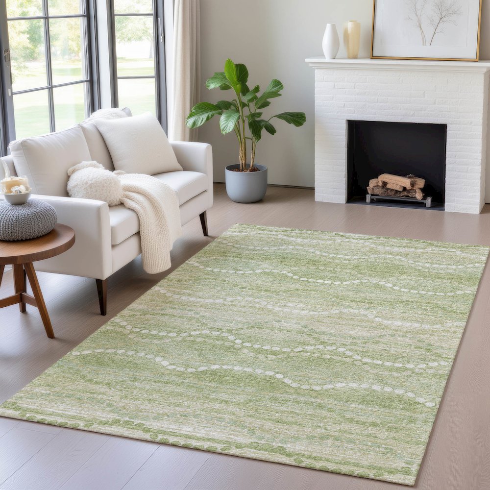 Machine Washable Indoor/Outdoor Chantille ACN2030 Sage 8' x 10' Rug. Picture 5