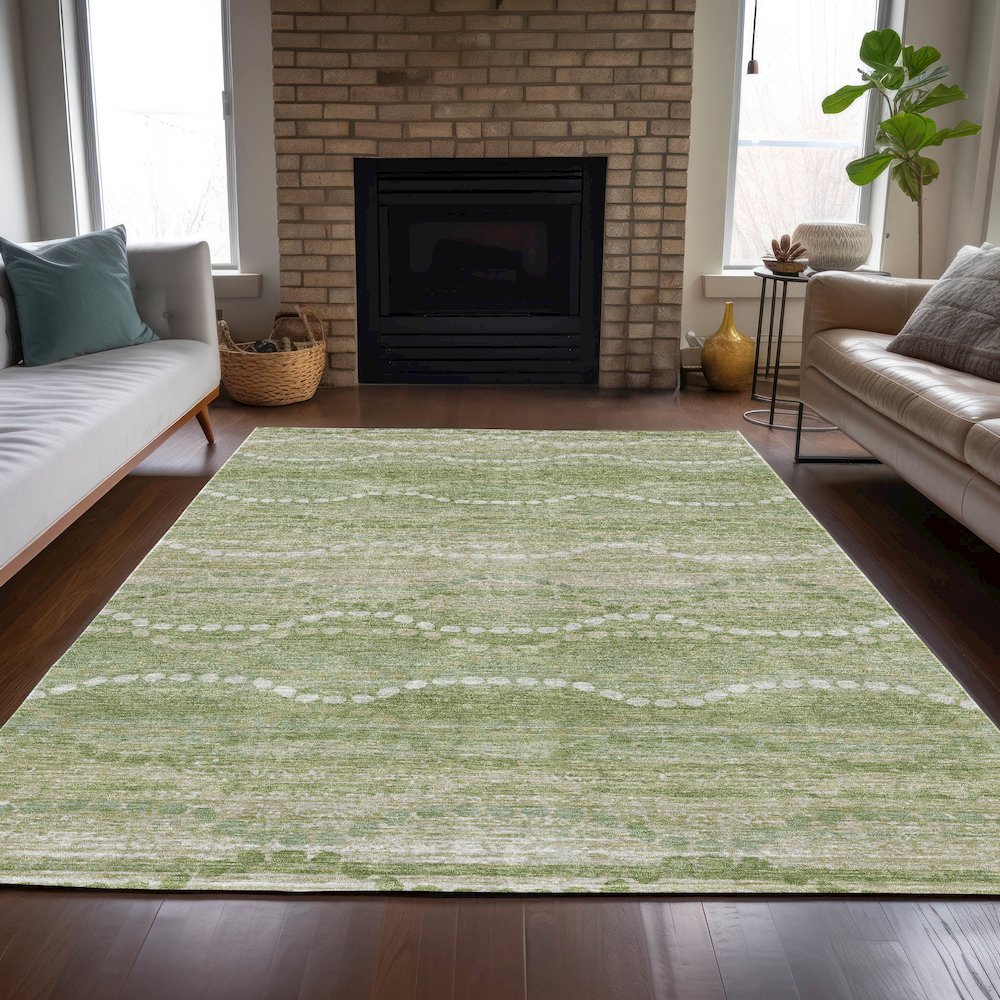 Machine Washable Indoor/Outdoor Chantille ACN2030 Sage 8' x 10' Rug. Picture 6