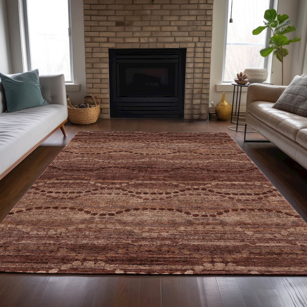 Machine Washable Indoor/Outdoor Chantille ACN2031 Paprika 8' x 10' Rug. Picture 6