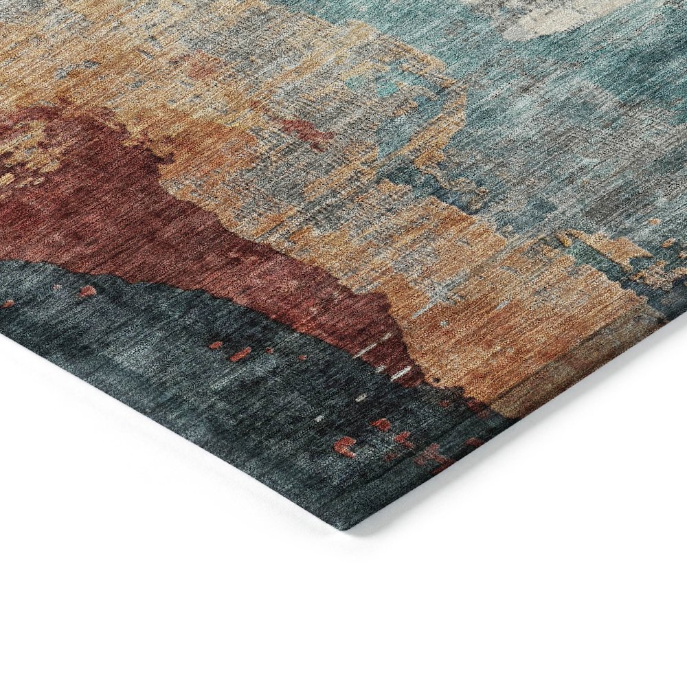 Machine Washable Indoor/Outdoor Chantille ACN2041 Teal 3' x 5' Rug. Picture 3