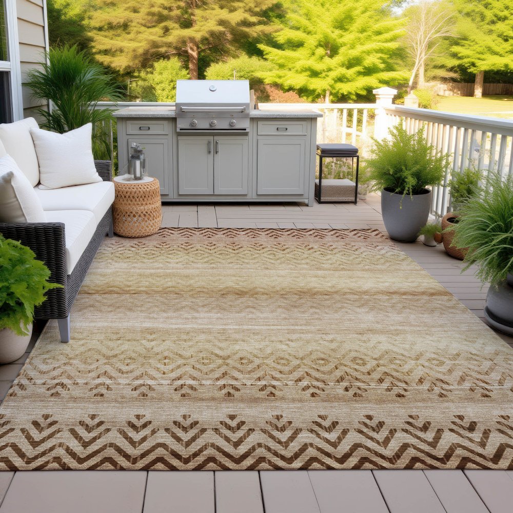 Machine Washable Indoor/Outdoor Chantille ACN2042 Beige 8' x 10' Rug. Picture 7