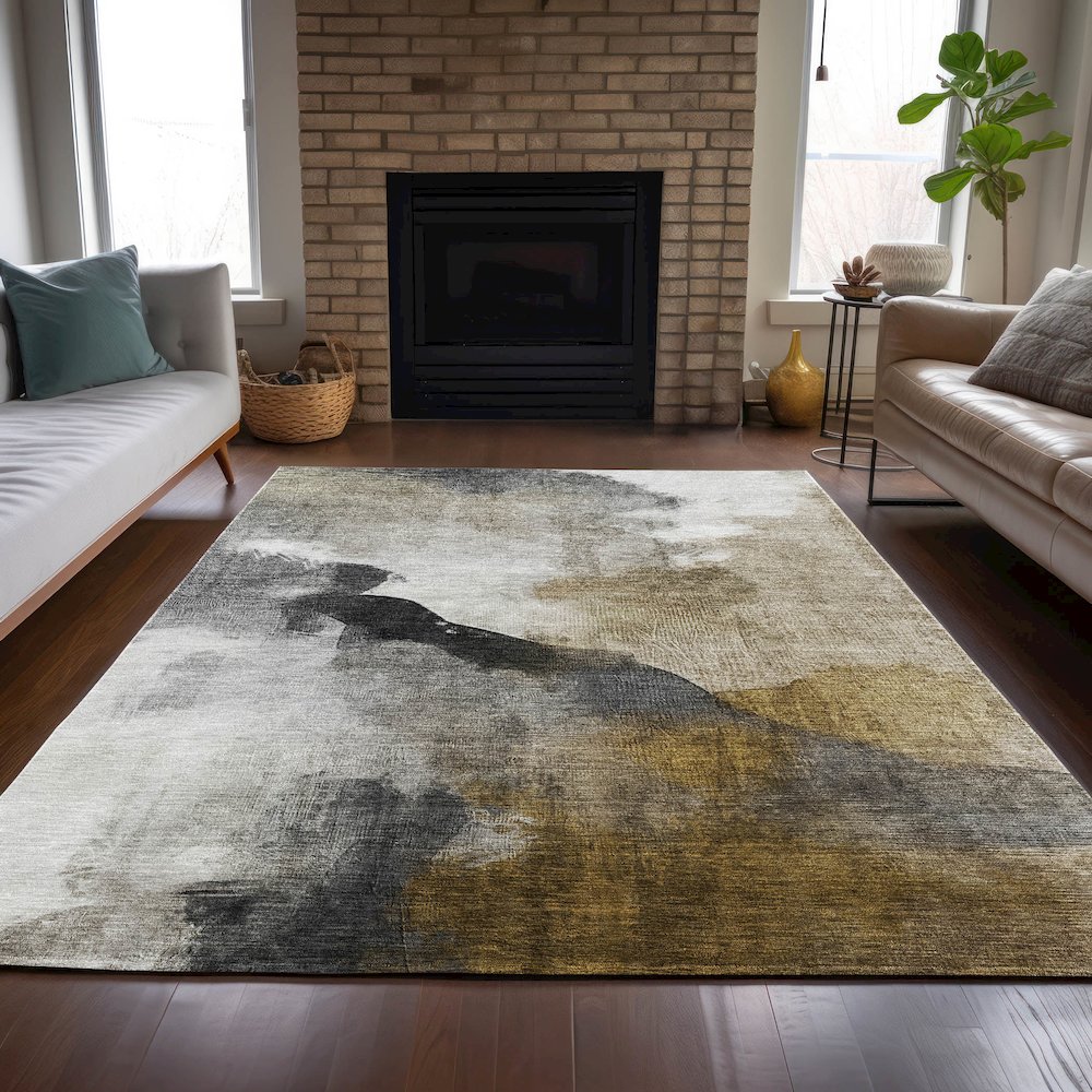 Machine Washable Indoor/Outdoor Chantille ACN2043 Brown 8' x 10' Rug. Picture 6