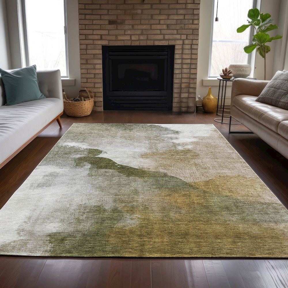 Machine Washable Indoor/Outdoor Chantille ACN2043 Green 8' x 10' Rug. Picture 6