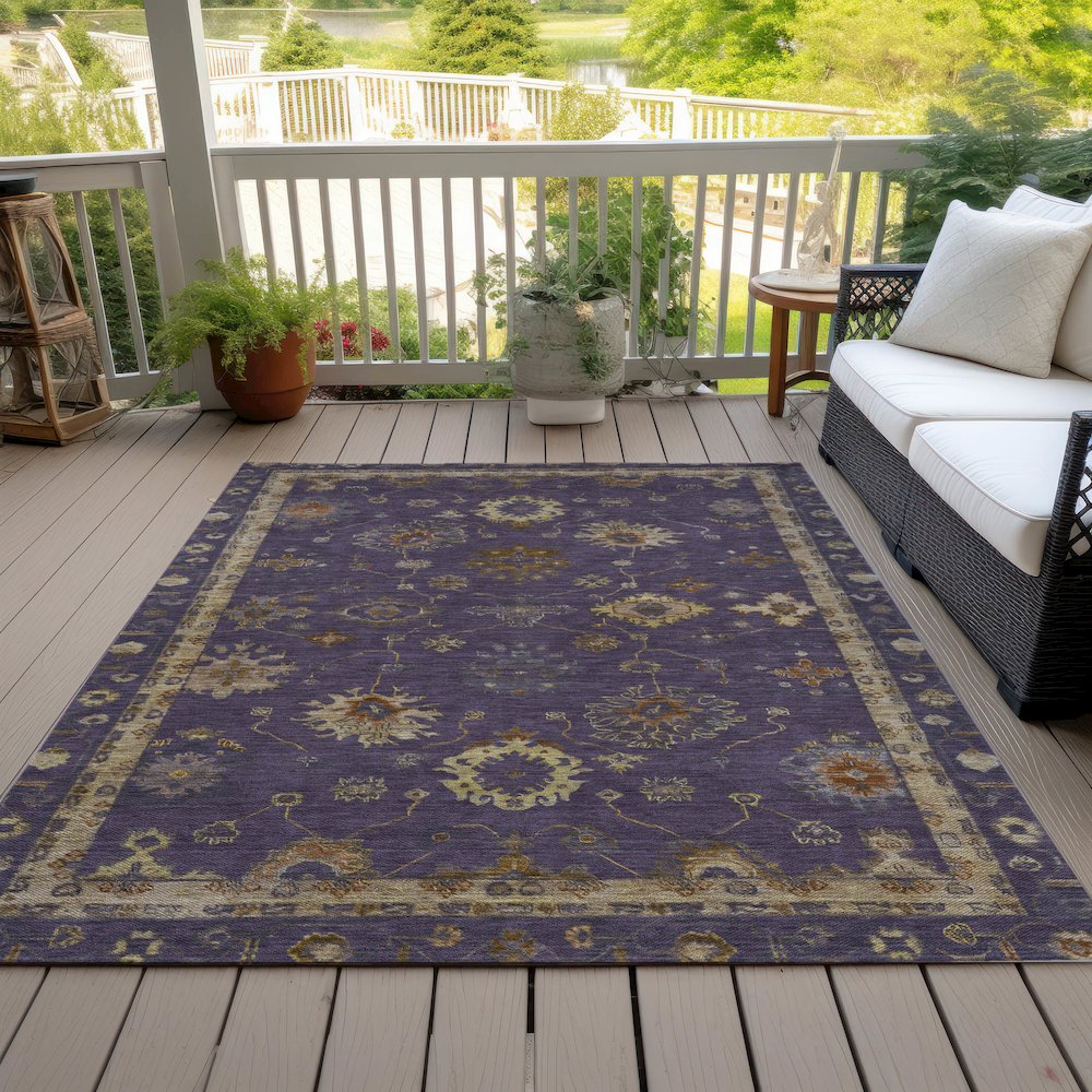 Machine Washable Indoor/Outdoor Chantille ACN2045 Eggplant 8' x 10' Rug. Picture 8