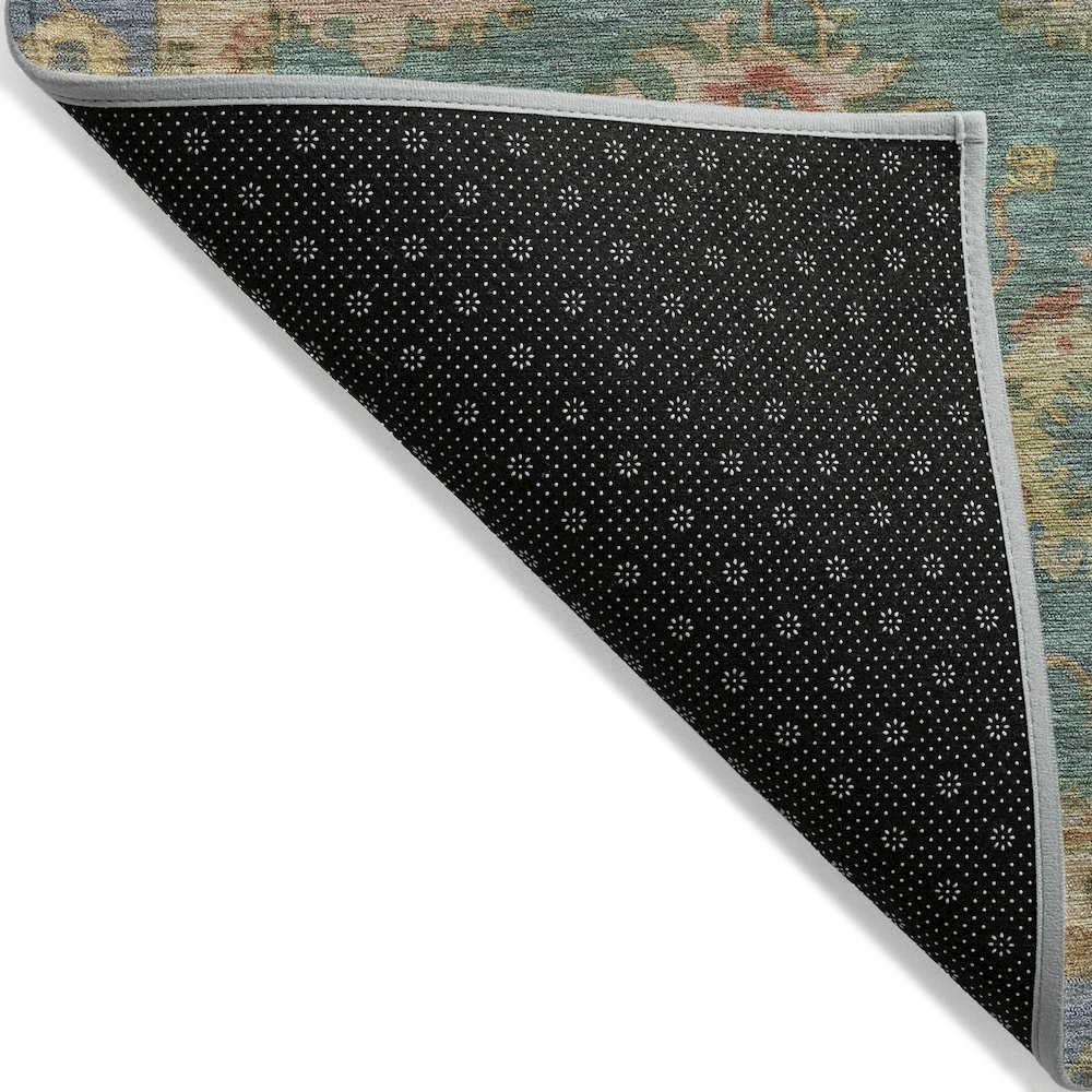 Machine Washable Indoor/Outdoor Chantille ACN2045 Teal 3' x 5' Rug. Picture 2