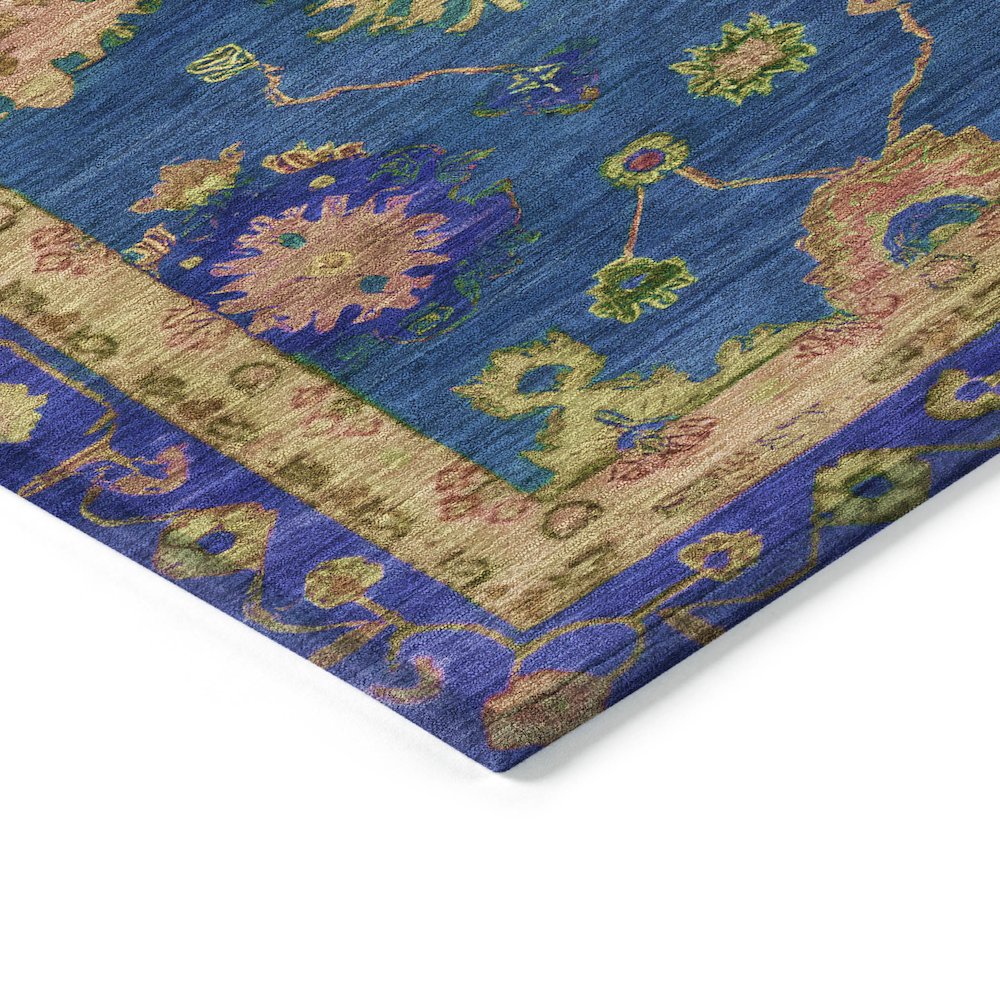 Machine Washable Indoor/Outdoor Chantille ACN2046 Blue 3' x 5' Rug. Picture 3
