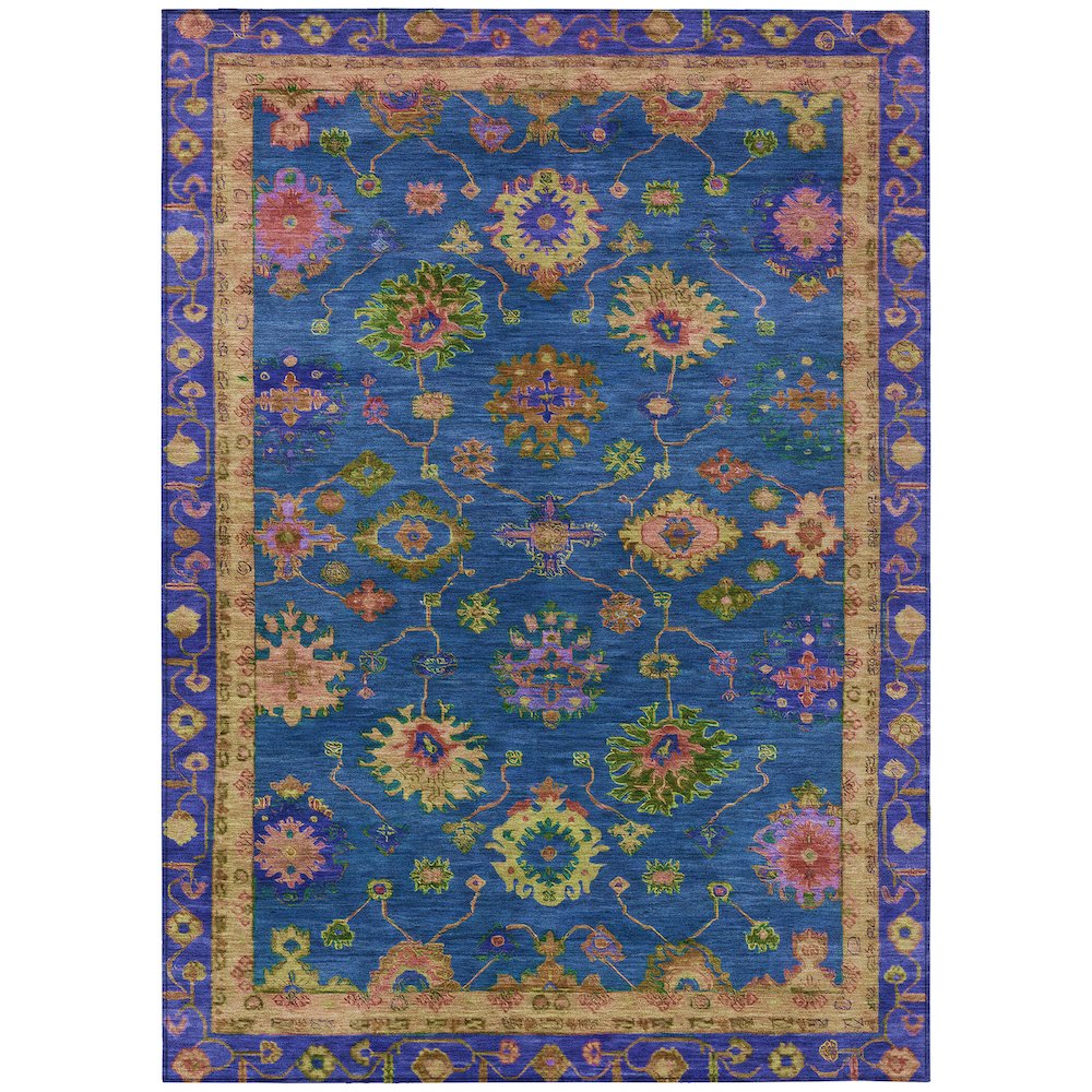 Machine Washable Indoor/Outdoor Chantille ACN2046 Blue 8' x 10' Rug. Picture 1