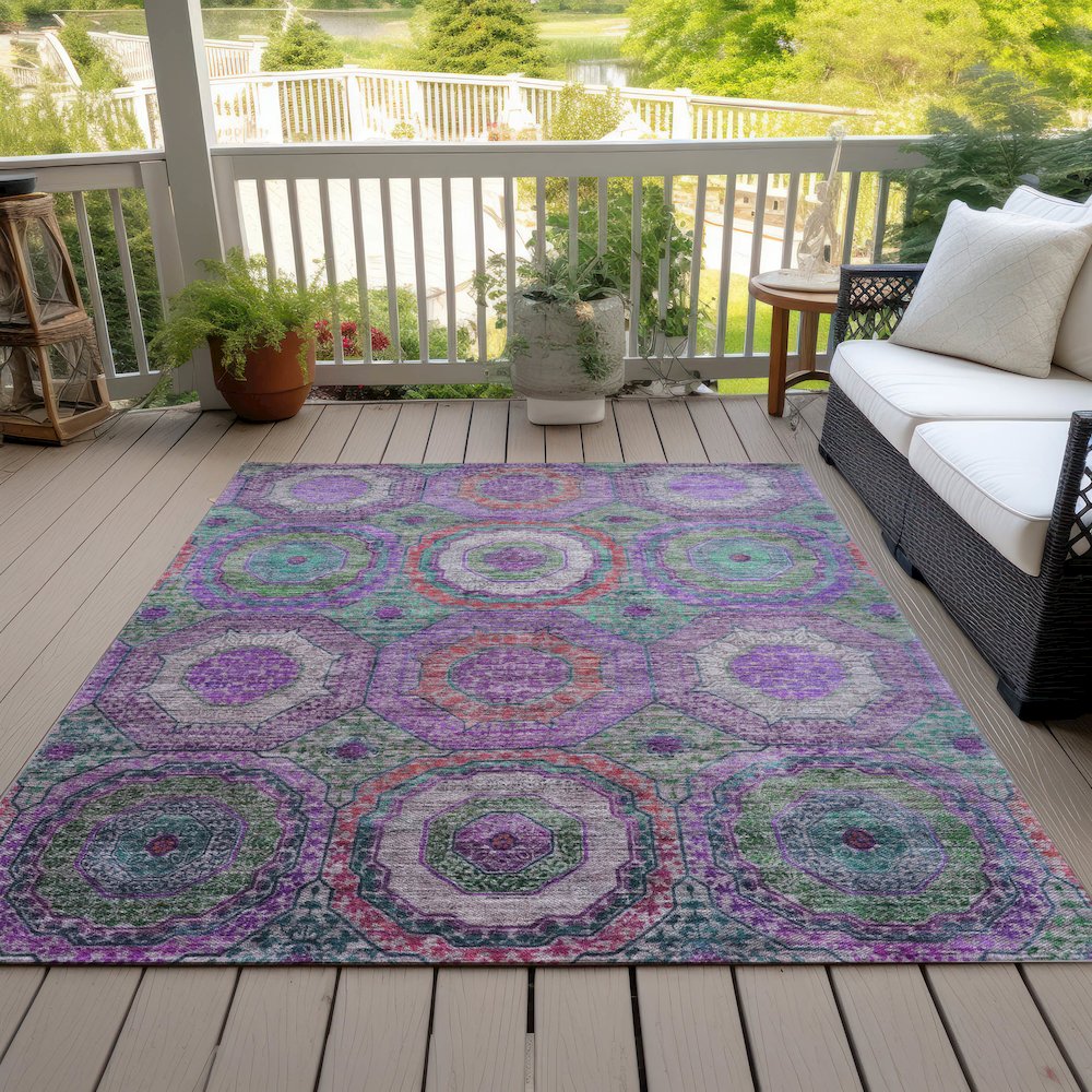 Machine Washable Indoor/Outdoor Chantille ACN2049 Purple 8' x 10' Rug. Picture 8