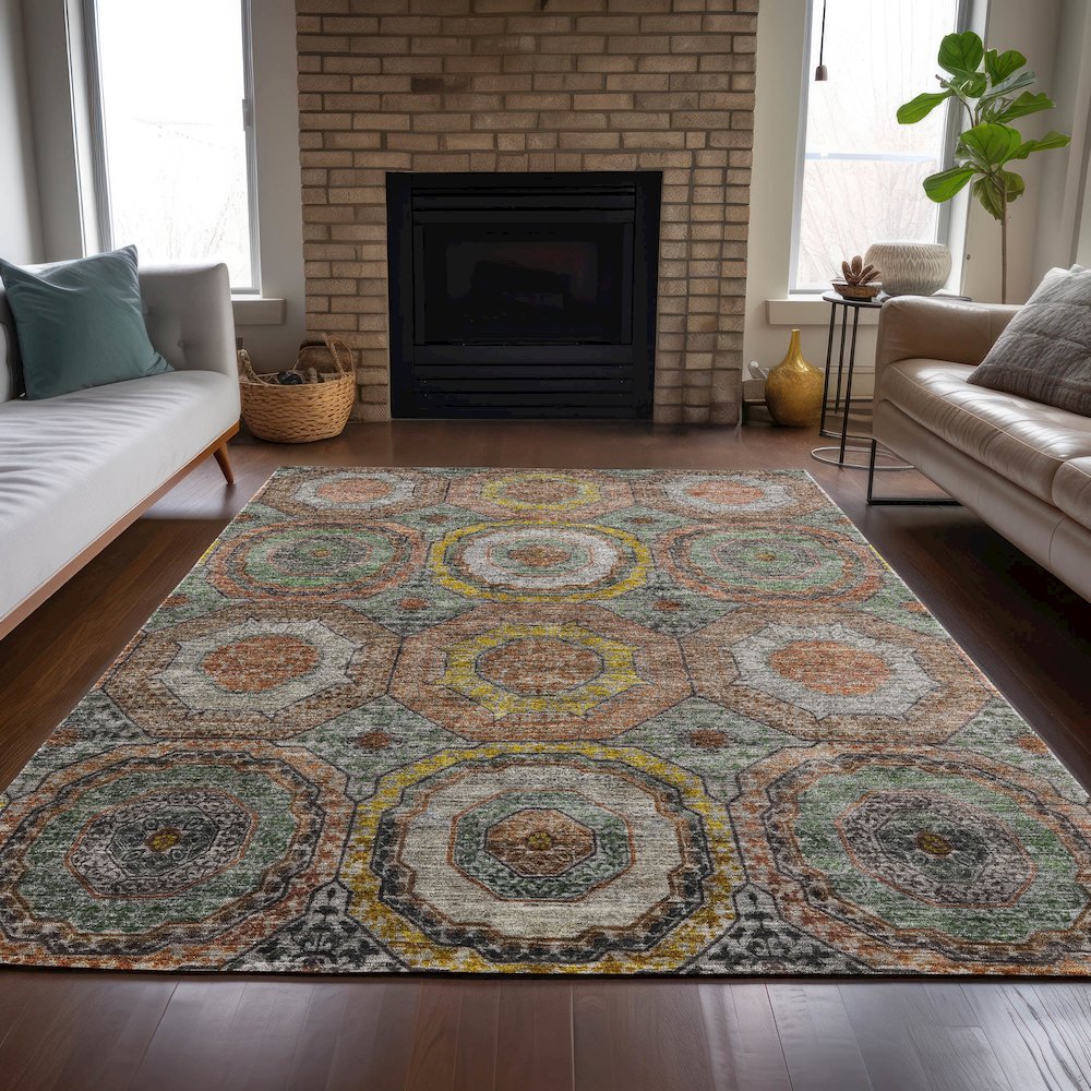 Machine Washable Indoor/Outdoor Chantille ACN2050 Sage 8' x 10' Rug. Picture 6