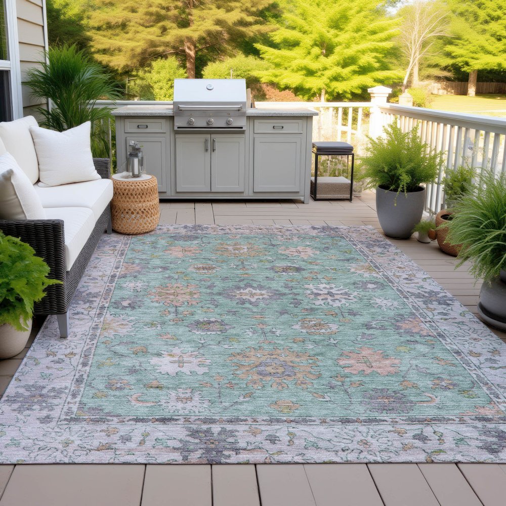 Machine Washable Indoor/Outdoor Chantille ACN2052 Mint 8' x 10' Rug. Picture 7