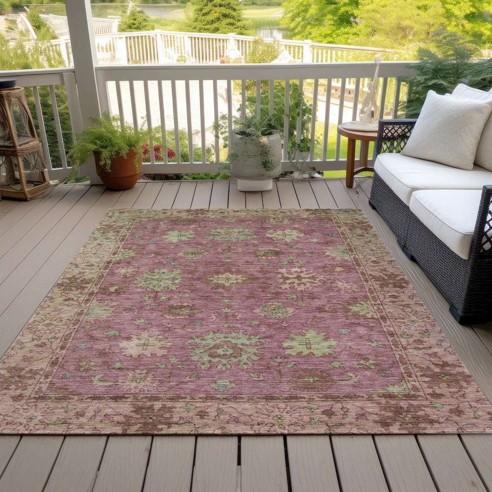 Machine Washable Indoor/Outdoor Chantille ACN2052 Pink 8' x 10' Rug. Picture 8