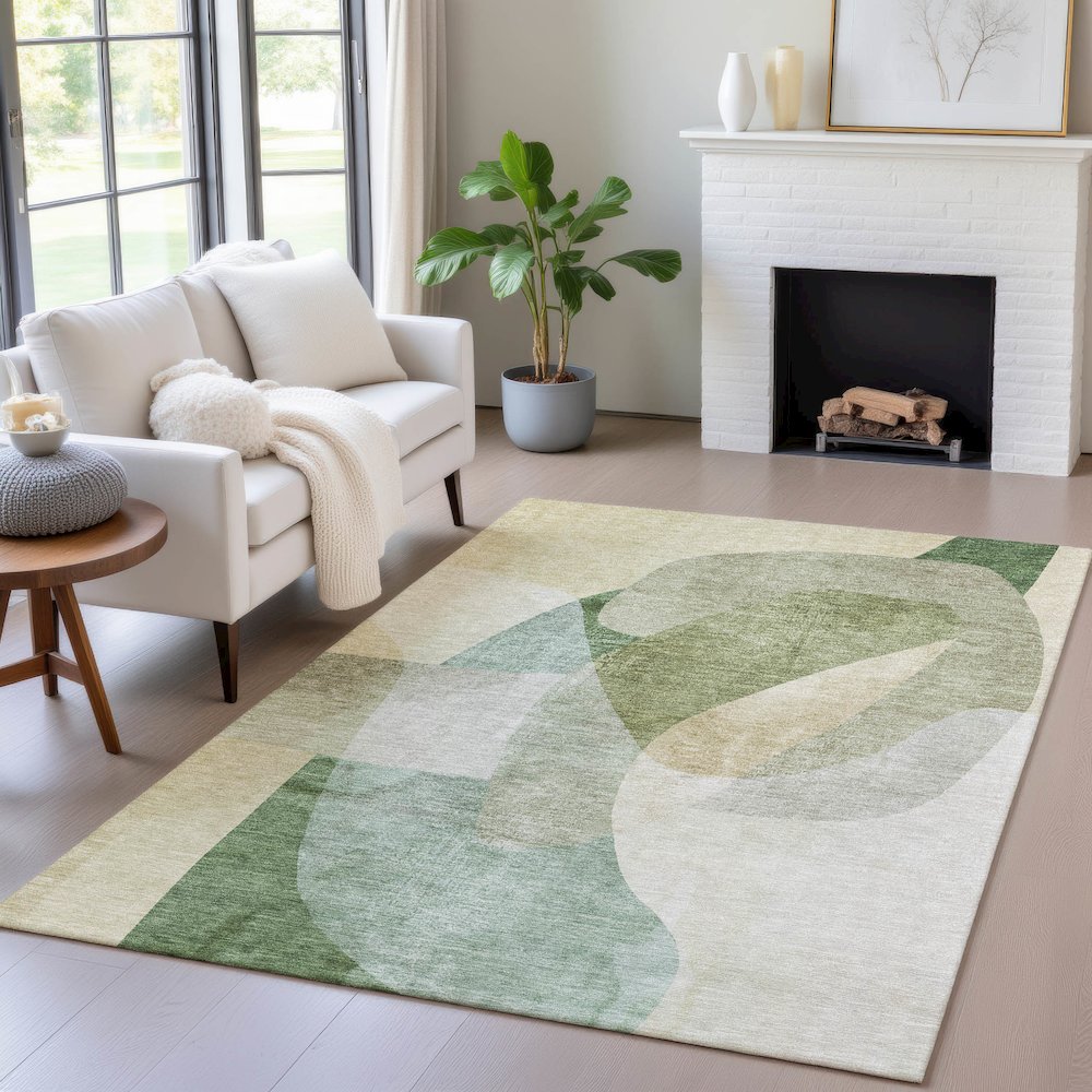 Machine Washable Indoor/Outdoor Chantille ACN2057 Aloe 8' x 10' Rug. Picture 5