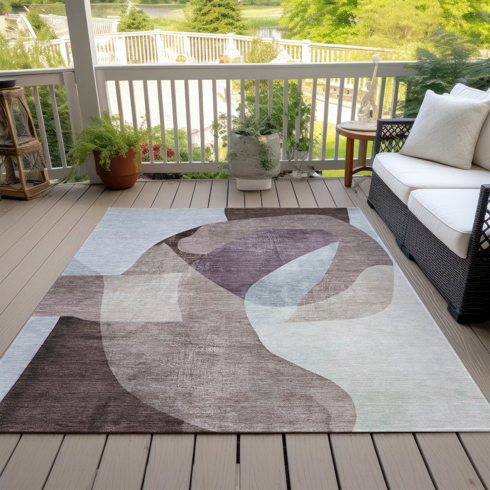 Machine Washable Indoor/Outdoor Chantille ACN2058 Brown 8' x 10' Rug. Picture 8