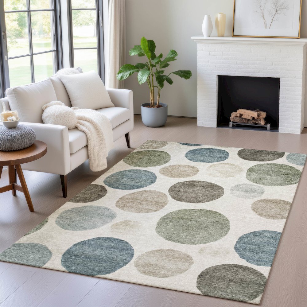 Machine Washable Indoor/Outdoor Chantille ACN2062 Ivory 8' x 10' Rug. Picture 5