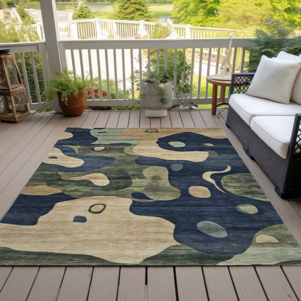 Machine Washable Indoor/Outdoor Chantille ACN2063 Navy 8' x 10' Rug. Picture 8