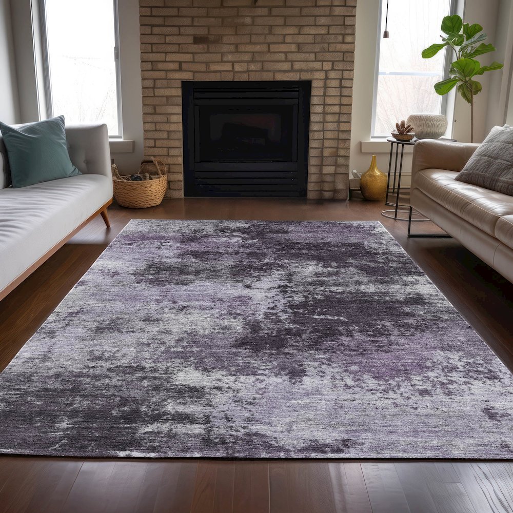 Machine Washable Indoor/Outdoor Chantille ACN2065 Purple 8' x 10' Rug. Picture 6
