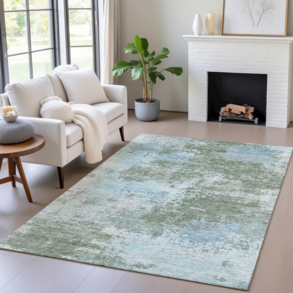 Machine Washable Indoor/Outdoor Chantille ACN2065 Sage 8' x 10' Rug. Picture 5