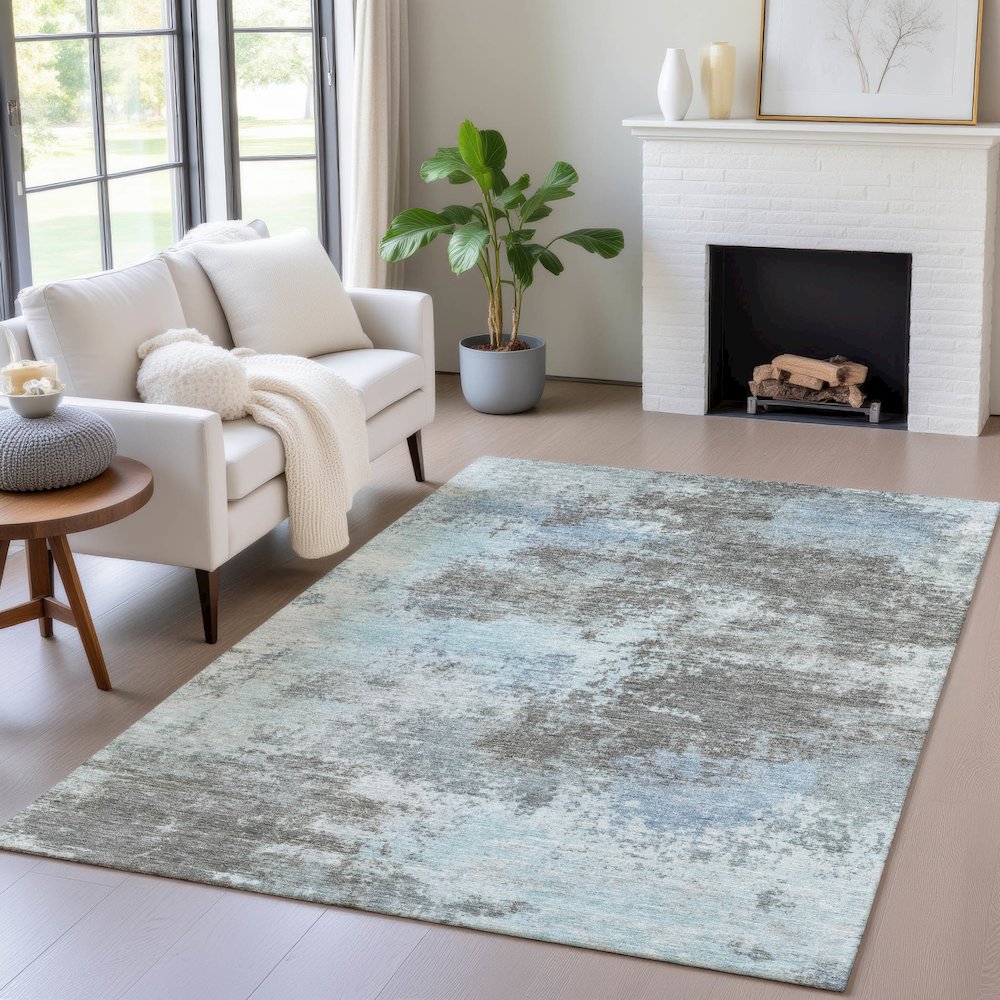 Machine Washable Indoor/Outdoor Chantille ACN2065 Taupe 8' x 10' Rug. Picture 5