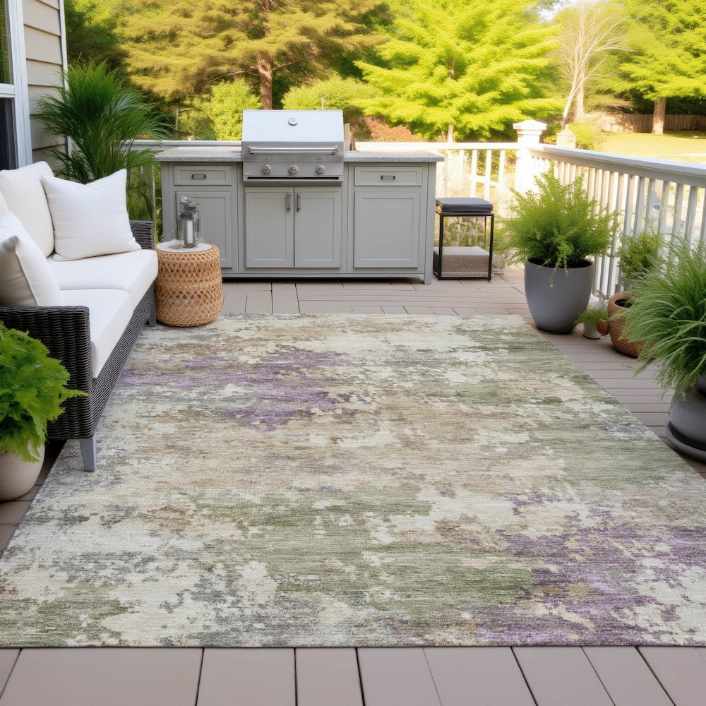 Machine Washable Indoor/Outdoor Chantille ACN2068 Beige 8' x 10' Rug. Picture 7