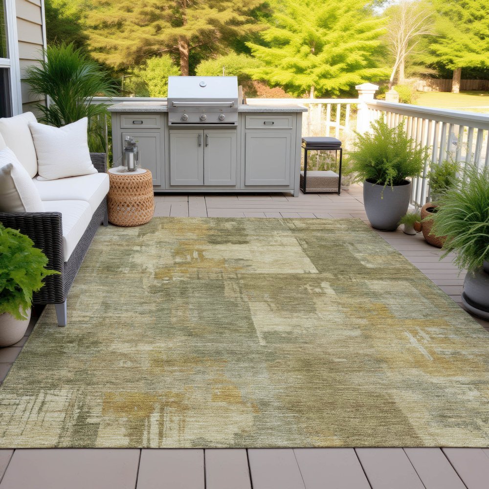 Machine Washable Indoor/Outdoor Chantille ACN2069 Khaki 8' x 10' Rug. Picture 7