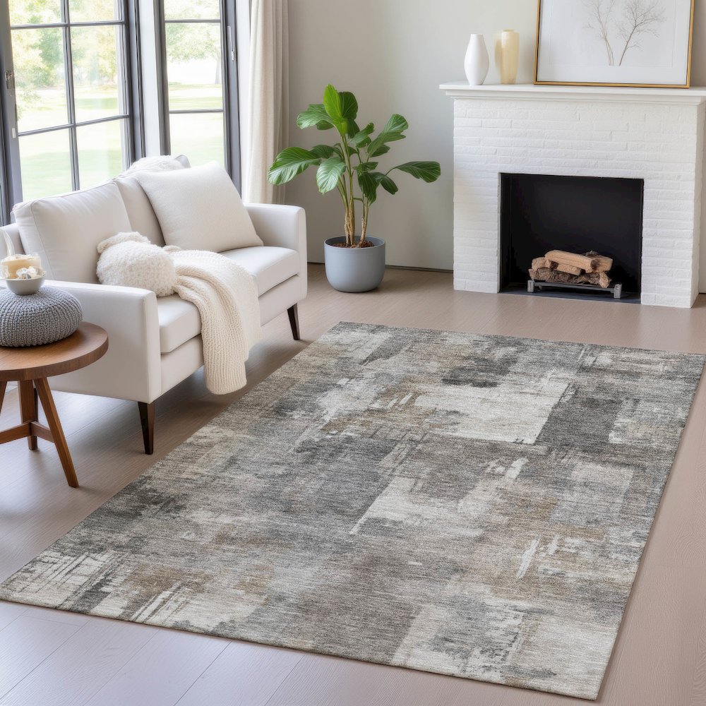 Machine Washable Indoor/Outdoor Chantille ACN2069 Pewter 8' x 10' Rug. Picture 5