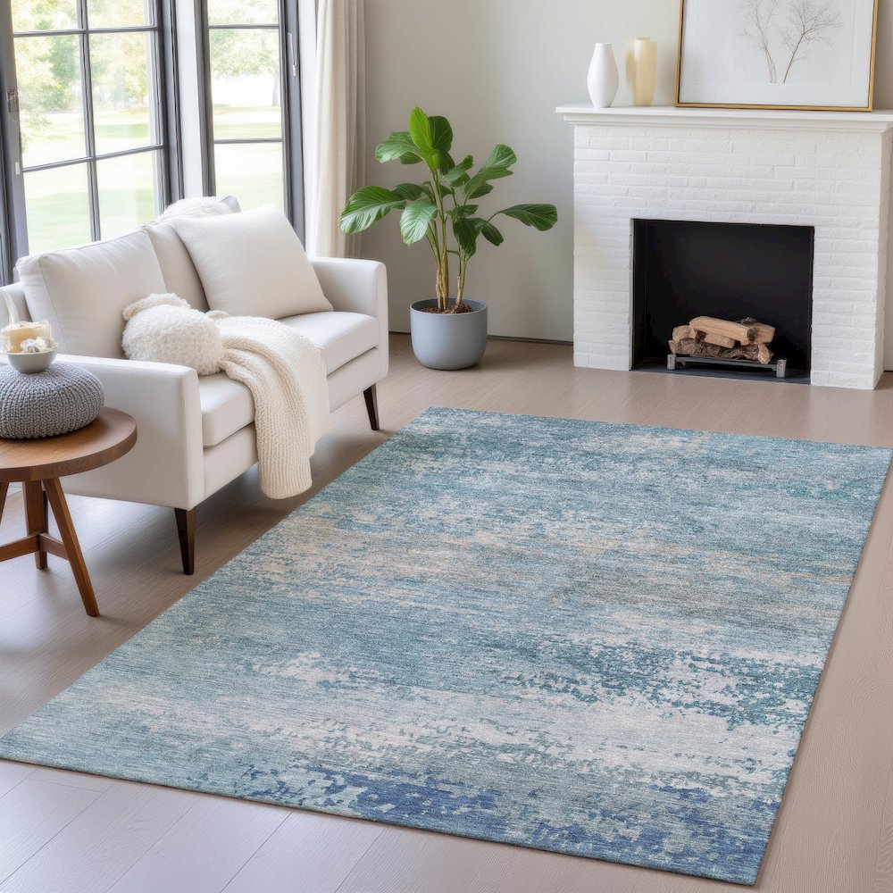 Machine Washable Indoor/Outdoor Chantille ACN2071 Sky 8' x 10' Rug. Picture 5