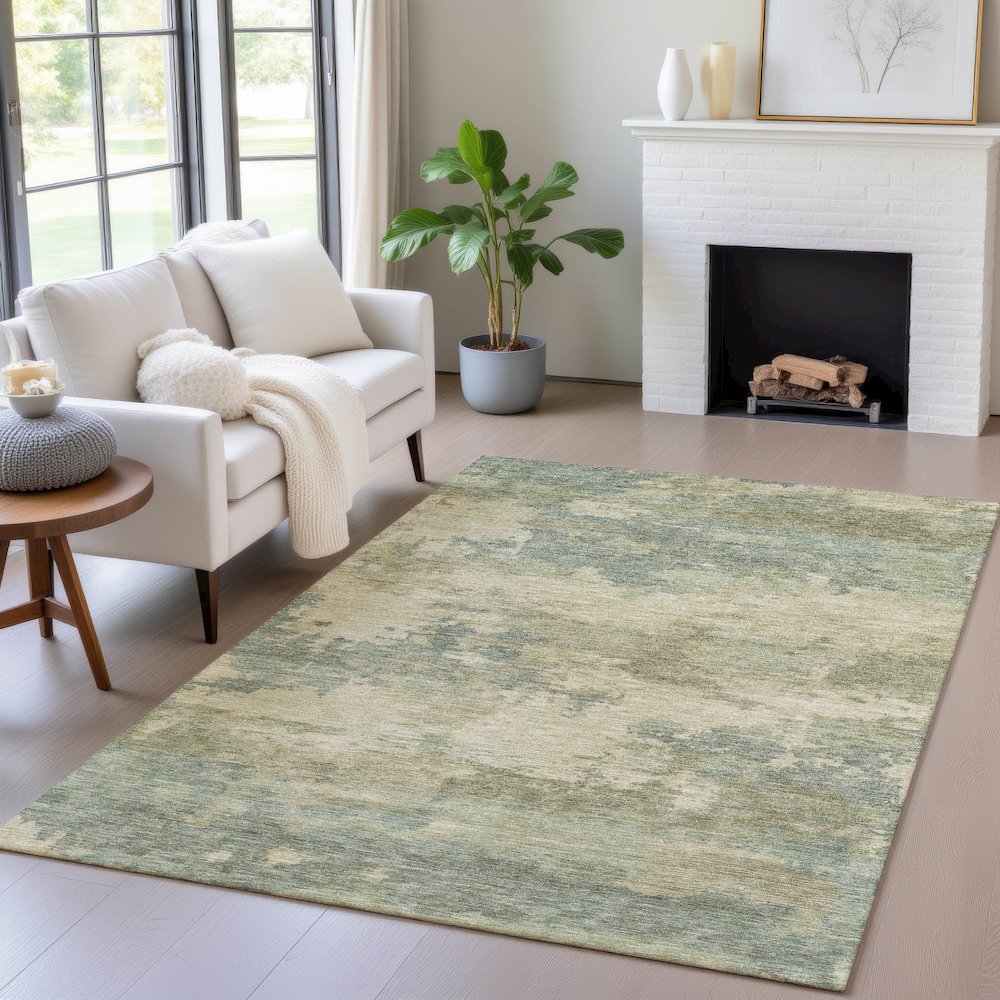 Machine Washable Indoor/Outdoor Chantille ACN2075 Seafoam 8' x 10' Rug. Picture 5