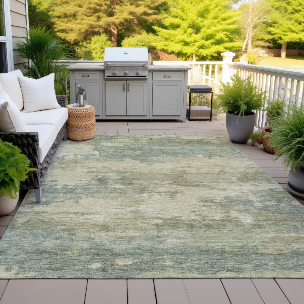 Machine Washable Indoor/Outdoor Chantille ACN2075 Seafoam 8' x 10' Rug. Picture 7