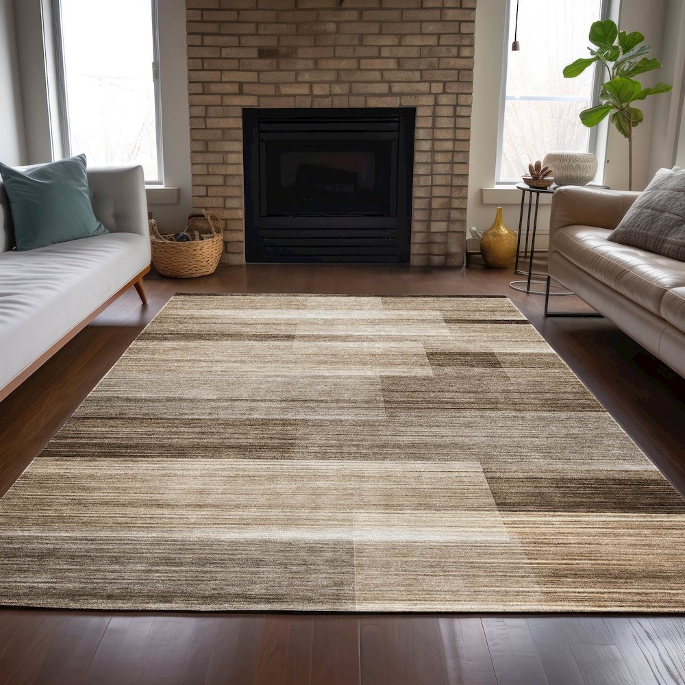 Machine Washable Indoor/Outdoor Chantille ACN2082 Brown 8' x 10' Rug. Picture 6