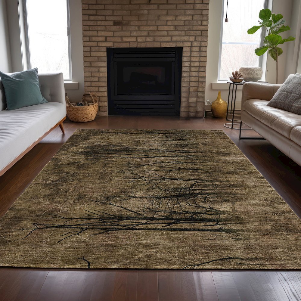 Machine Washable Indoor/Outdoor Chantille ACN2083 Brown 8' x 10' Rug. Picture 6