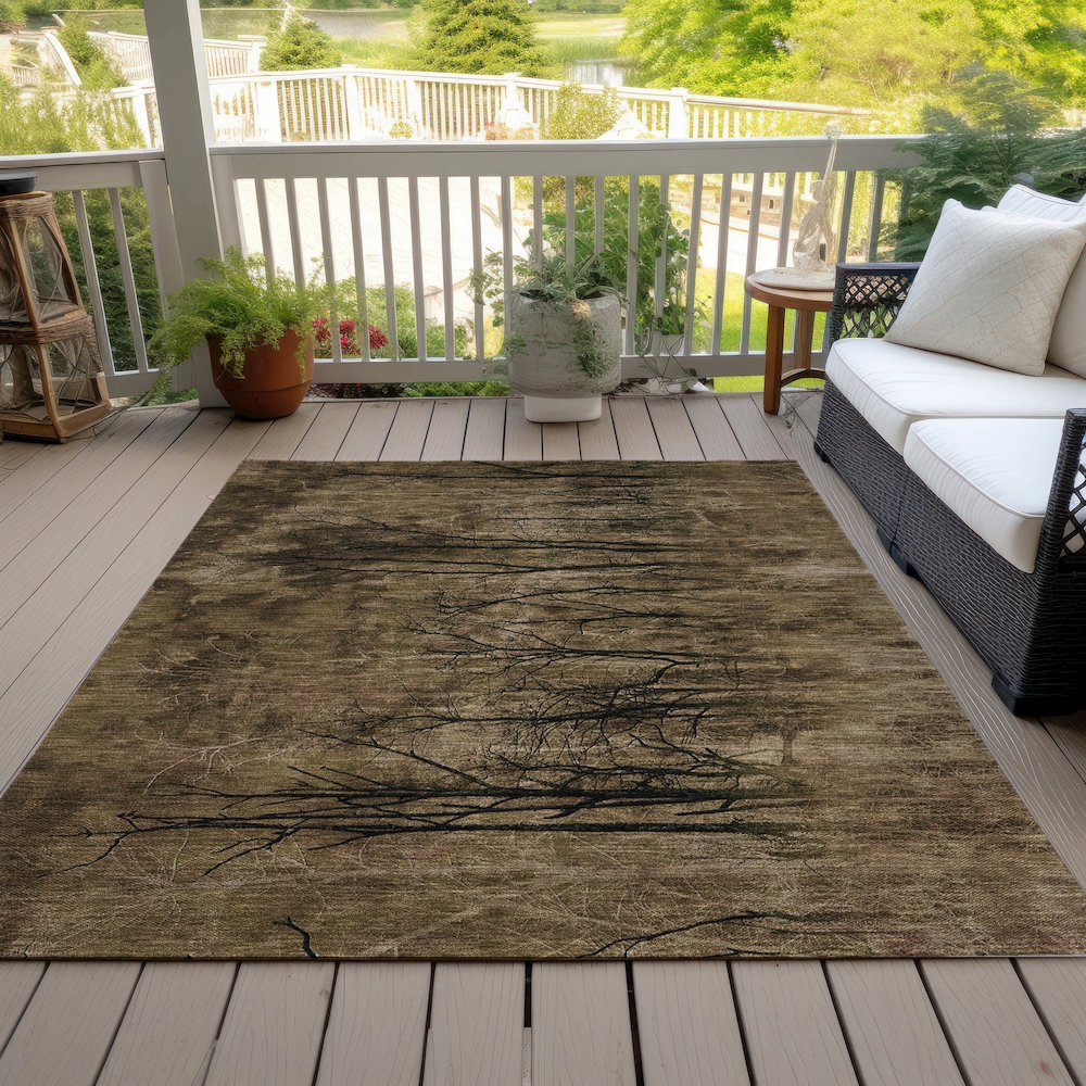Machine Washable Indoor/Outdoor Chantille ACN2083 Brown 8' x 10' Rug. Picture 8