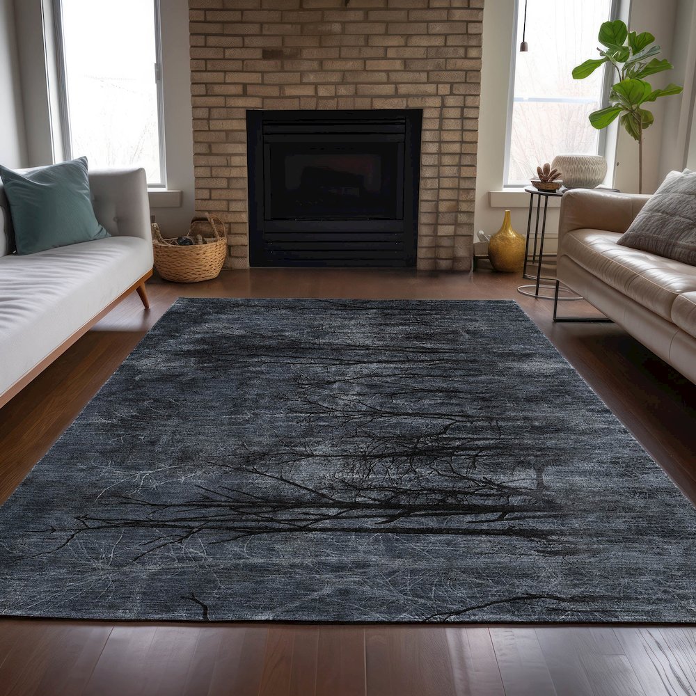 Machine Washable Indoor/Outdoor Chantille ACN2083 Charcoal 8' x 10' Rug. Picture 6