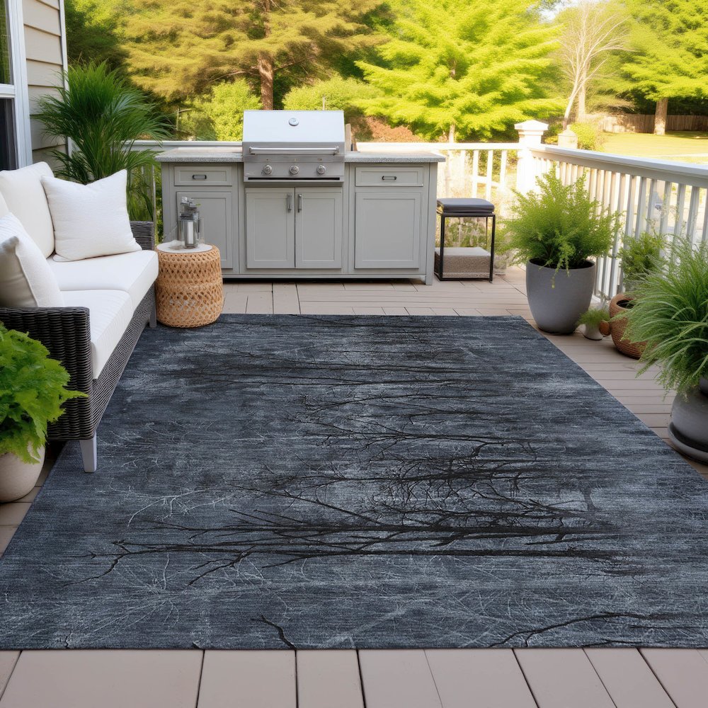 Machine Washable Indoor/Outdoor Chantille ACN2083 Charcoal 8' x 10' Rug. Picture 7