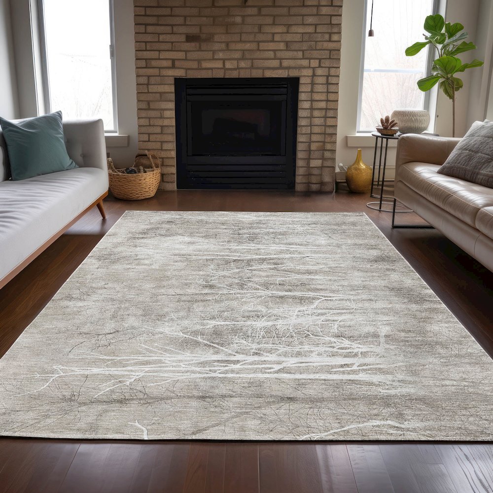 Machine Washable Indoor/Outdoor Chantille ACN2083 Silver 8' x 10' Rug. Picture 6