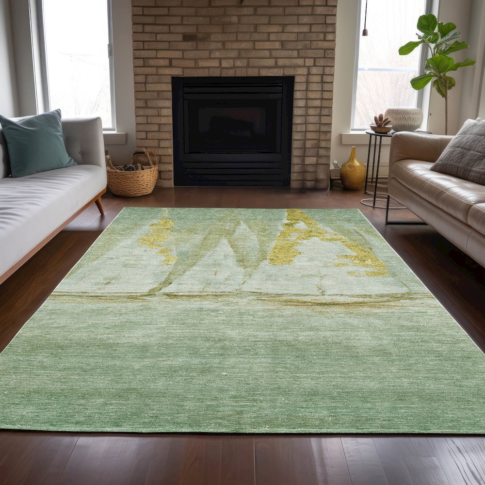 Machine Washable Indoor/Outdoor Chantille ACN2084 Green 8' x 10' Rug. Picture 6