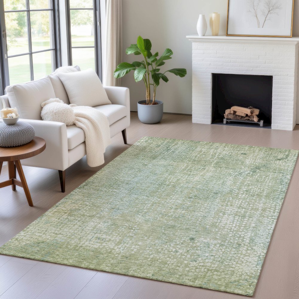 Machine Washable Indoor/Outdoor Chantille ACN2087 Green 8' x 10' Rug. Picture 5