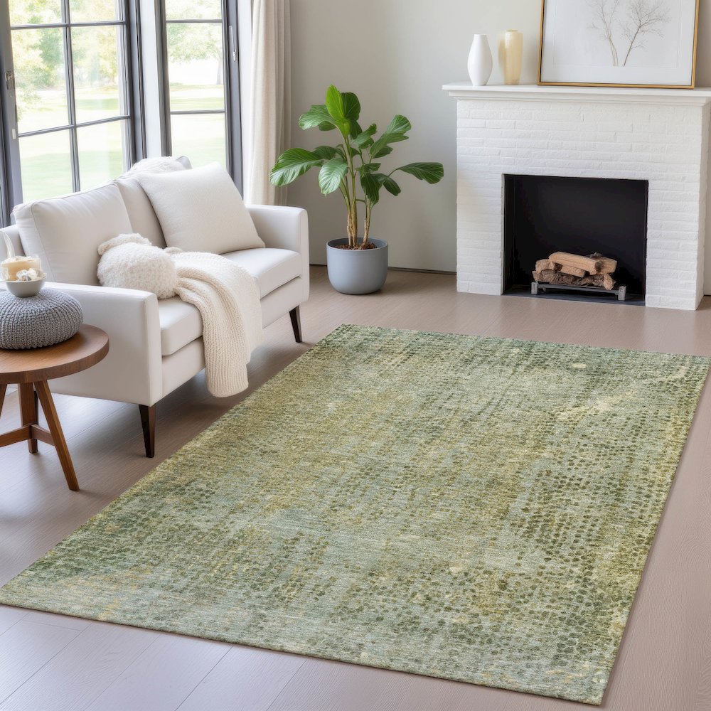 Machine Washable Indoor/Outdoor Chantille ACN2088 Green 8' x 10' Rug. Picture 5
