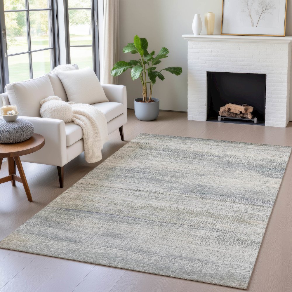 Machine Washable Indoor/Outdoor Chantille ACN2089 Linen 8' x 10' Rug. Picture 5