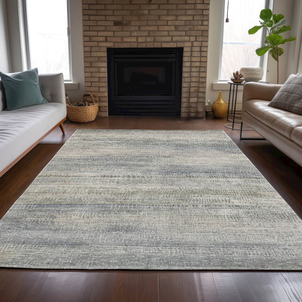 Machine Washable Indoor/Outdoor Chantille ACN2089 Linen 8' x 10' Rug. Picture 6