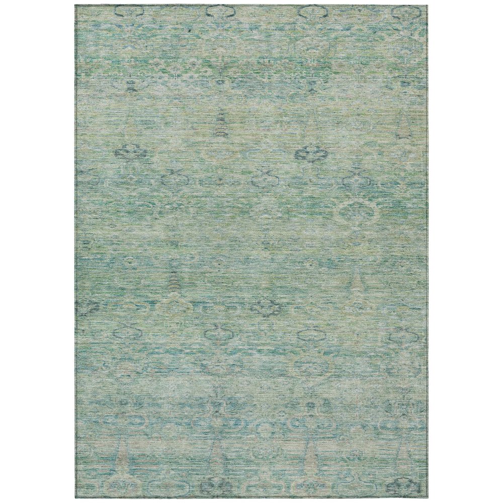 Machine Washable Indoor/Outdoor Chantille ACN2090 Teal 8' x 10' Rug. Picture 1